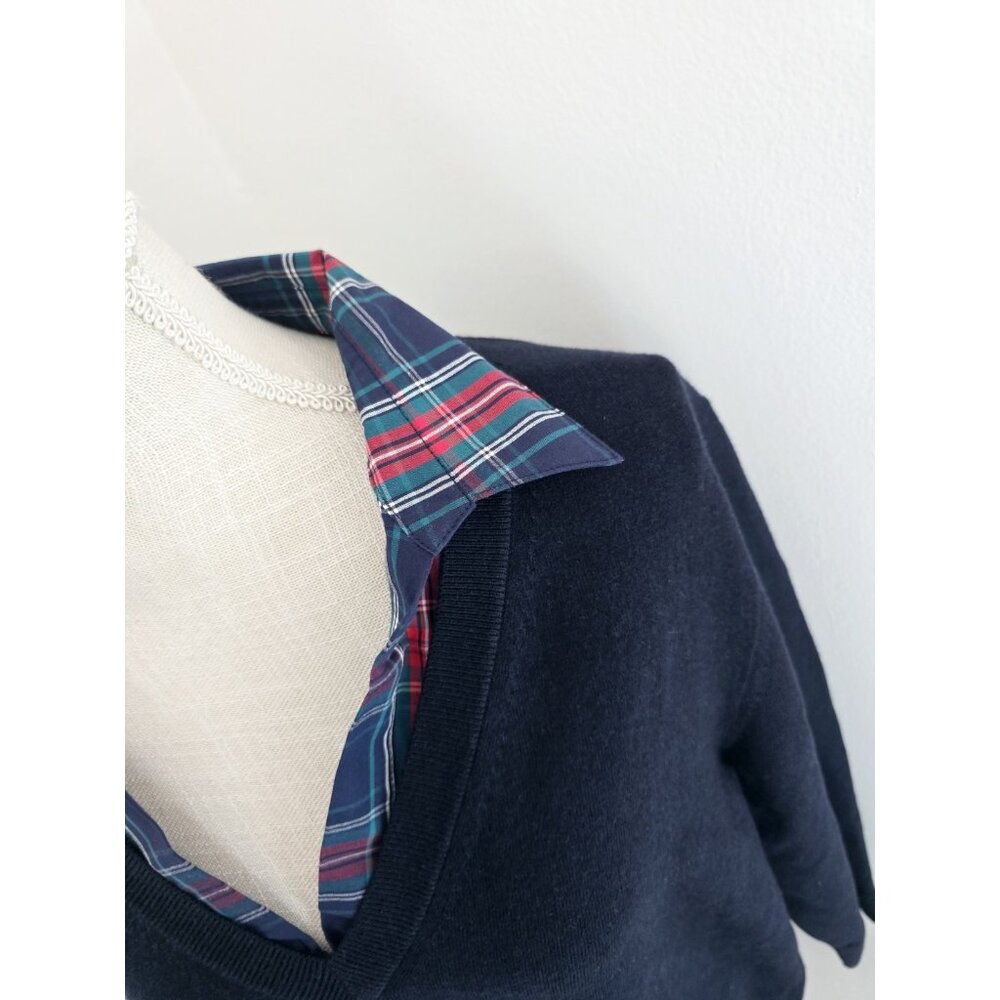 Draper James Wool Cotton Plaid Preppy Layered Shirt Sweater Dress 2X Collared - Picture 10 of 12